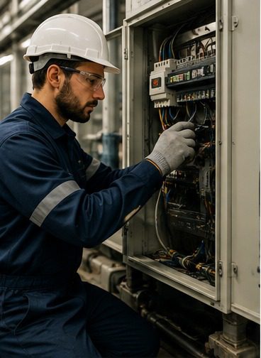 Engineer carrying out planned maintenance